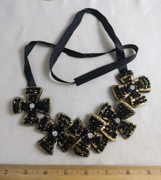Necklace #Fash49 #Black #Bead #Acrylic-Stone #Sample #1pc