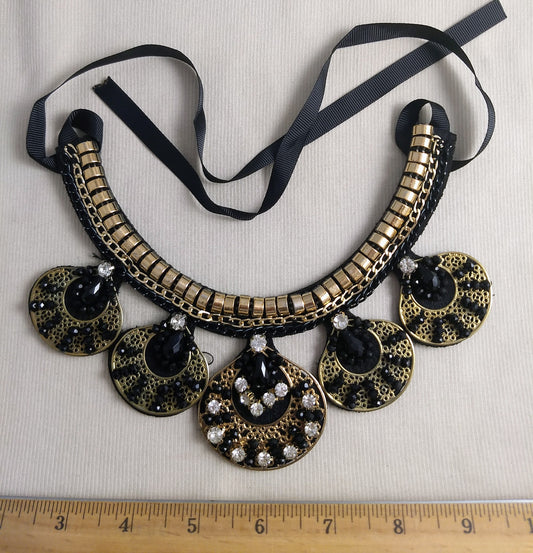 Necklace #Fash50 #Black #Bead #Acrylic-Stone #Sample #1pc