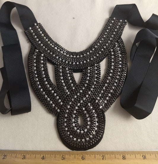 Necklace #Fash55 #Black #Metalic #Acrylic-Stone #Sample #1pc