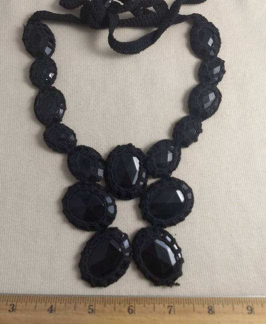 Necklace #Fash56 #Black #Acrylic-Stone #Crochet #Sample #1pc
