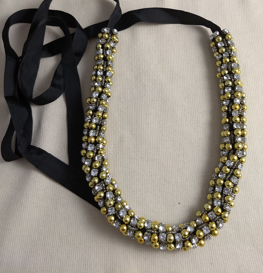 Necklace #Fash57 #Gold #Bead #Acrylic-Stone #Sample #1pc