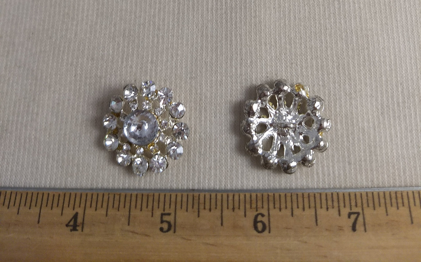 Button #XLFL130401-1 #Silver #Shank #Rhinestone #Abs #2pc