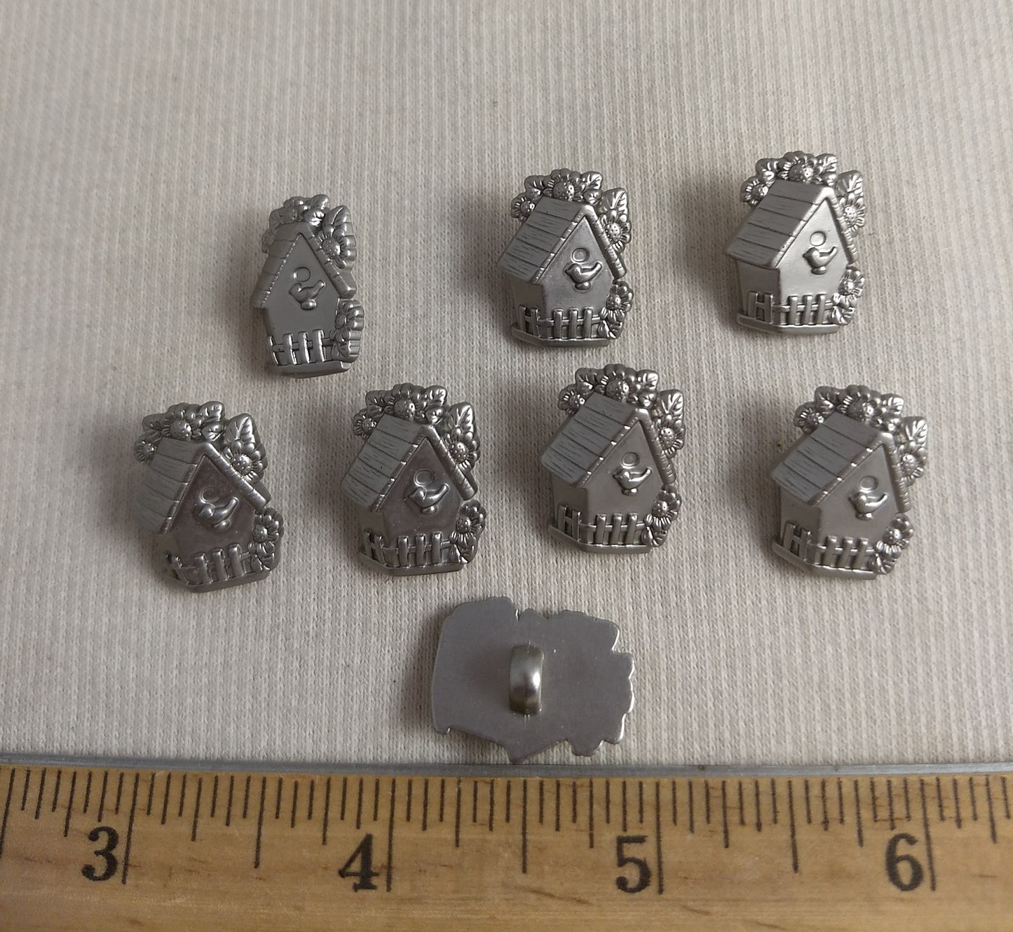 Button #Y5794 #Shank #Silver #Bird-House #Abs #30pc