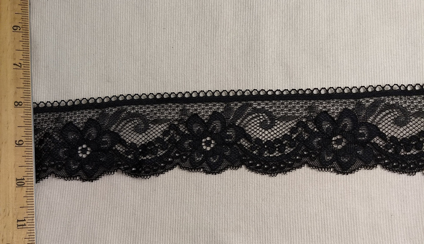 Lace #111325 Black #Floral #Nylon #5yd