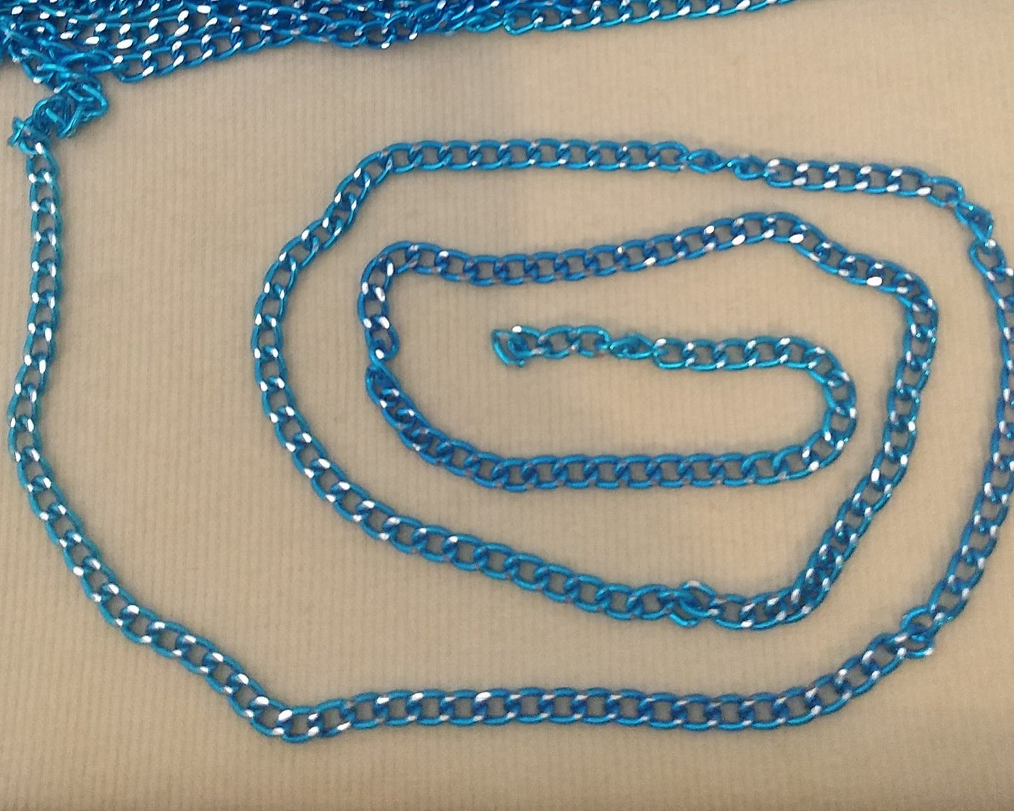 Chain #614 #Blue #Links #Silver-Cut #Aluminum #1yd