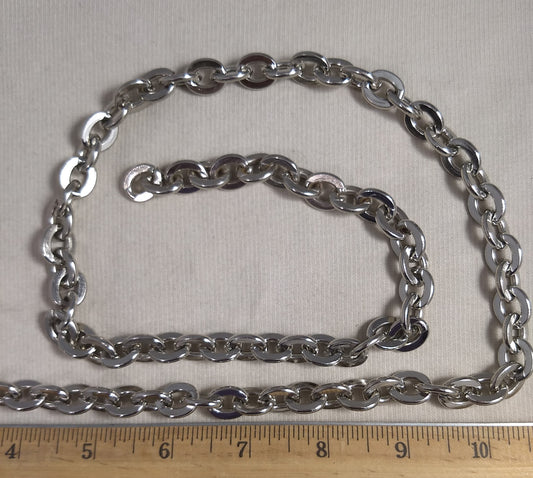 Chain #9607 #Silver #Oval-Flat-Links #Solid #1yd