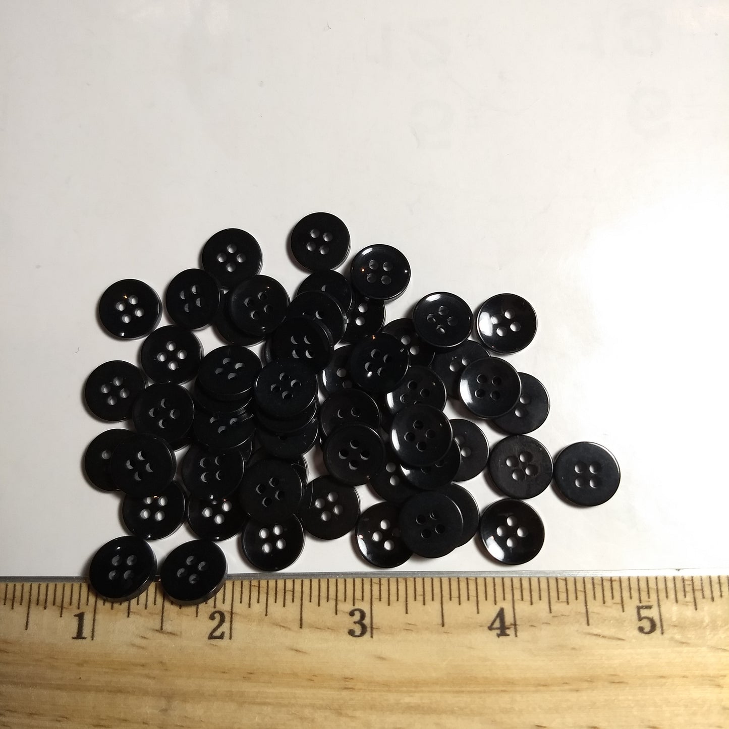 Button #Como #4 Hole #Black #Rim #Basic #Polyester #10pc