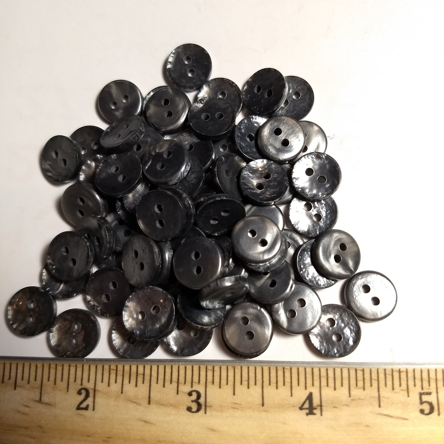 Button #Basic #P-Coral #2 Hole #Black #Polyester #10pc