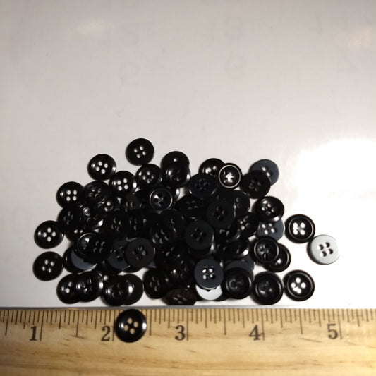 Button #57 #4 Hole #Black #Rim #Basic #Polyester #10pc