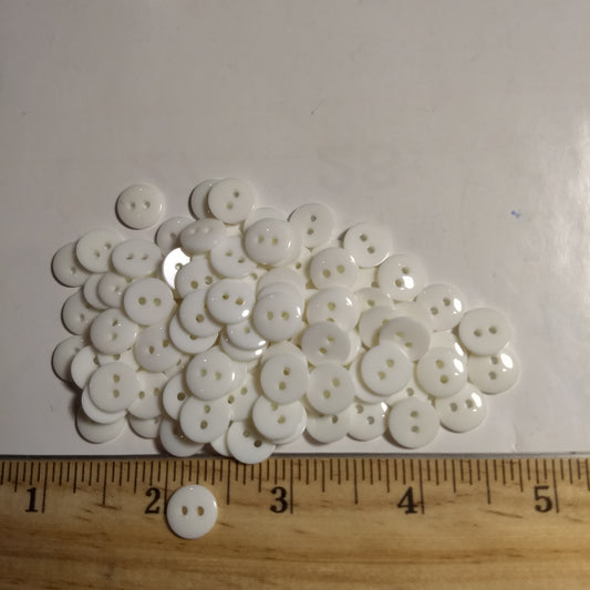 Button #P-Dome #2 Hole #White #Basic #Polyester #10pc