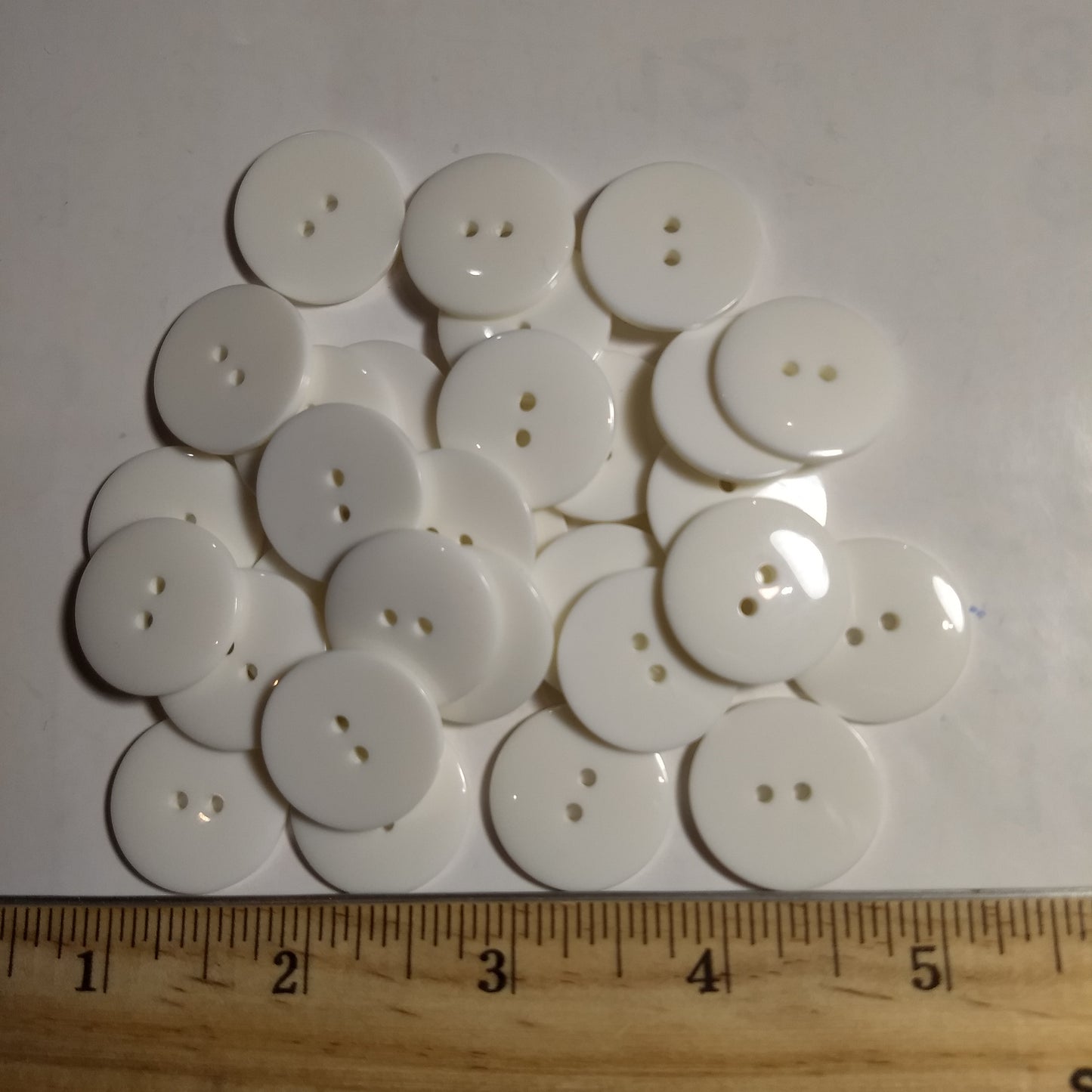 Button #P-Dome #2 Hole #White #Basic #Polyester #10pc