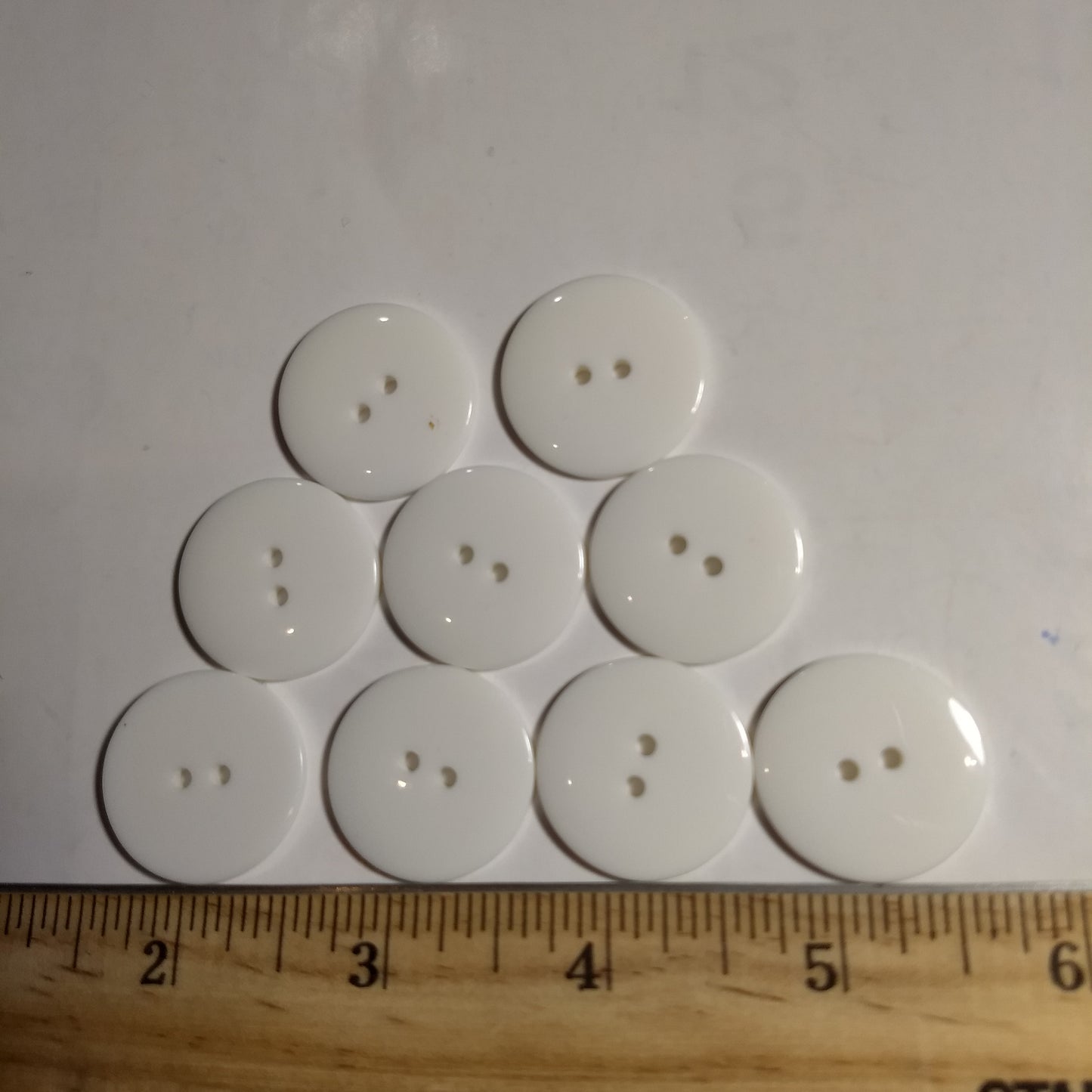 Button #P-Dome #2 Hole #White #Basic #Polyester #10pc