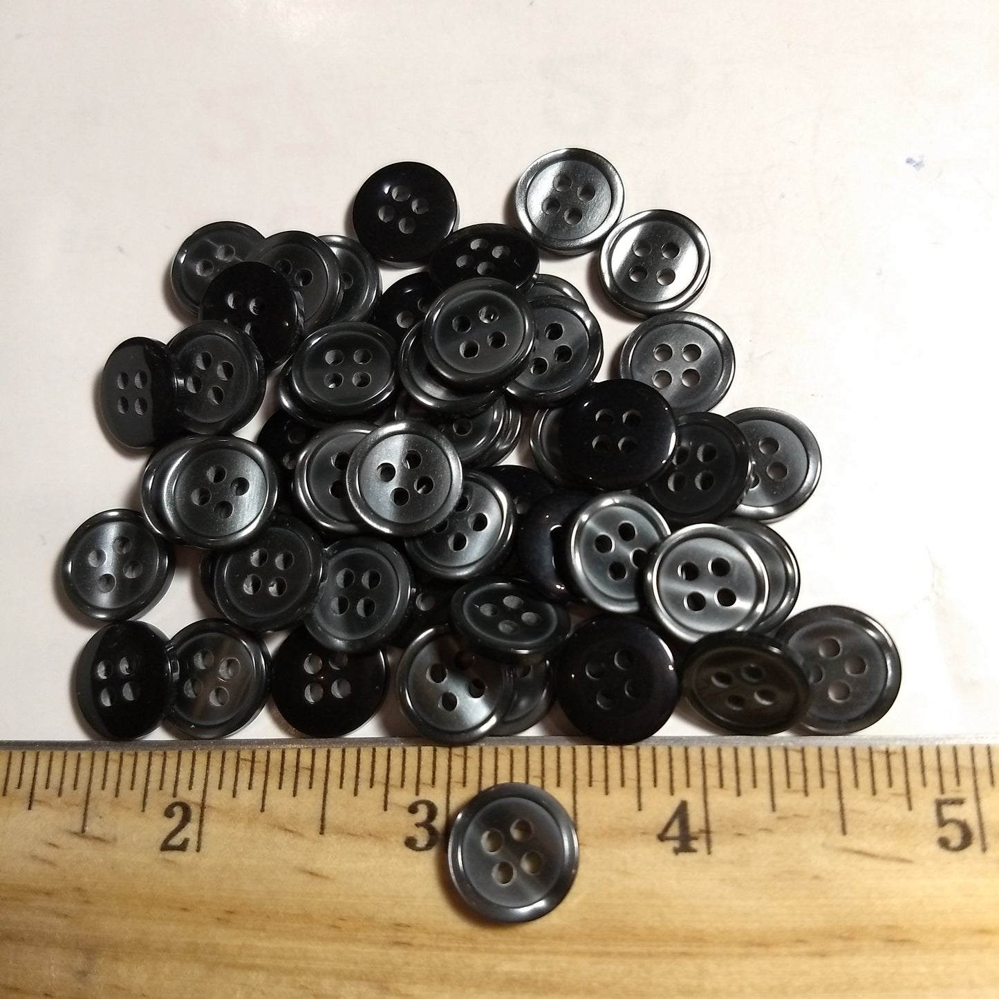 Button #Basic #20094 #4 Hole #Black #Rim #Basic #Polyester #10pc