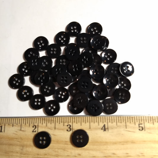 Button #P-Cup #4 Hole #Black #Rim #Basic #Polyester #10pc