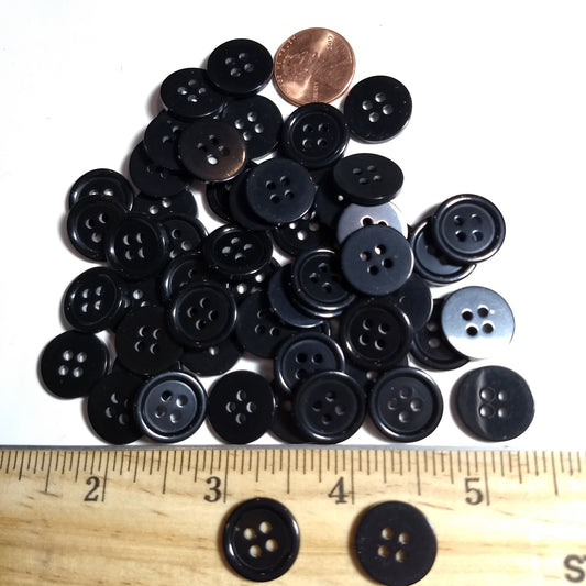 Button #P-Rim #4 Hole #Black #Basic #Rim #Polyester #10pc