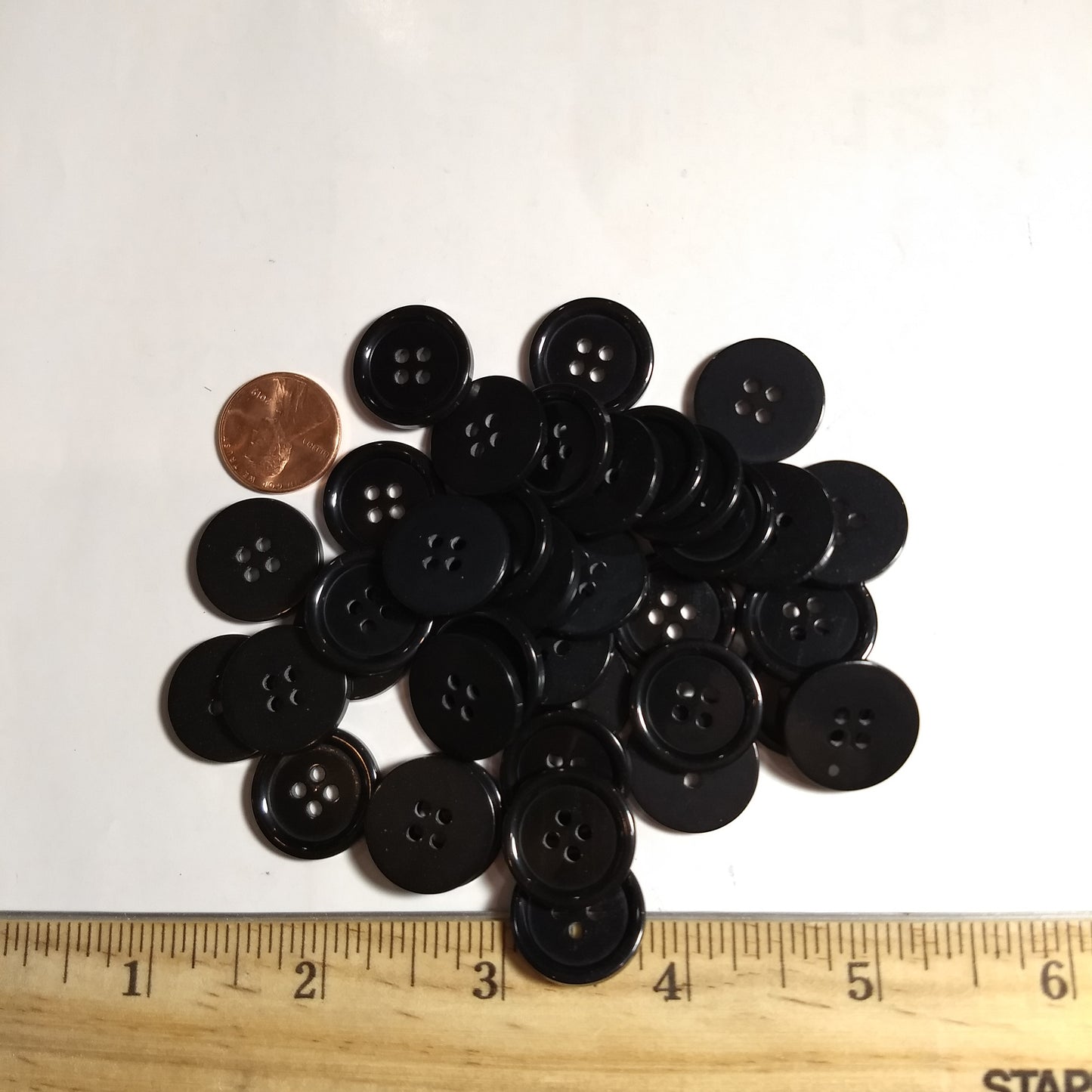 Button #P-Rim #4 Hole #Black #Basic #Rim #Polyester #10pc