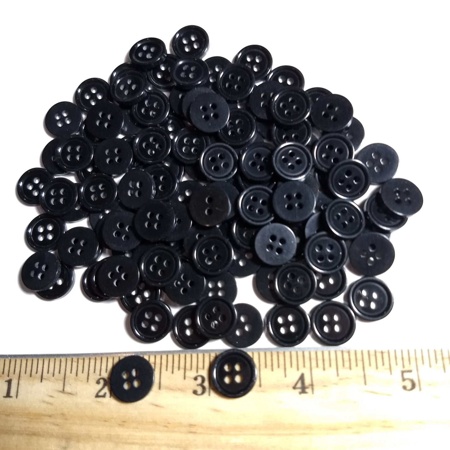 Button #P-Rim #4 Hole #Black #Basic #Rim #Polyester #10pc