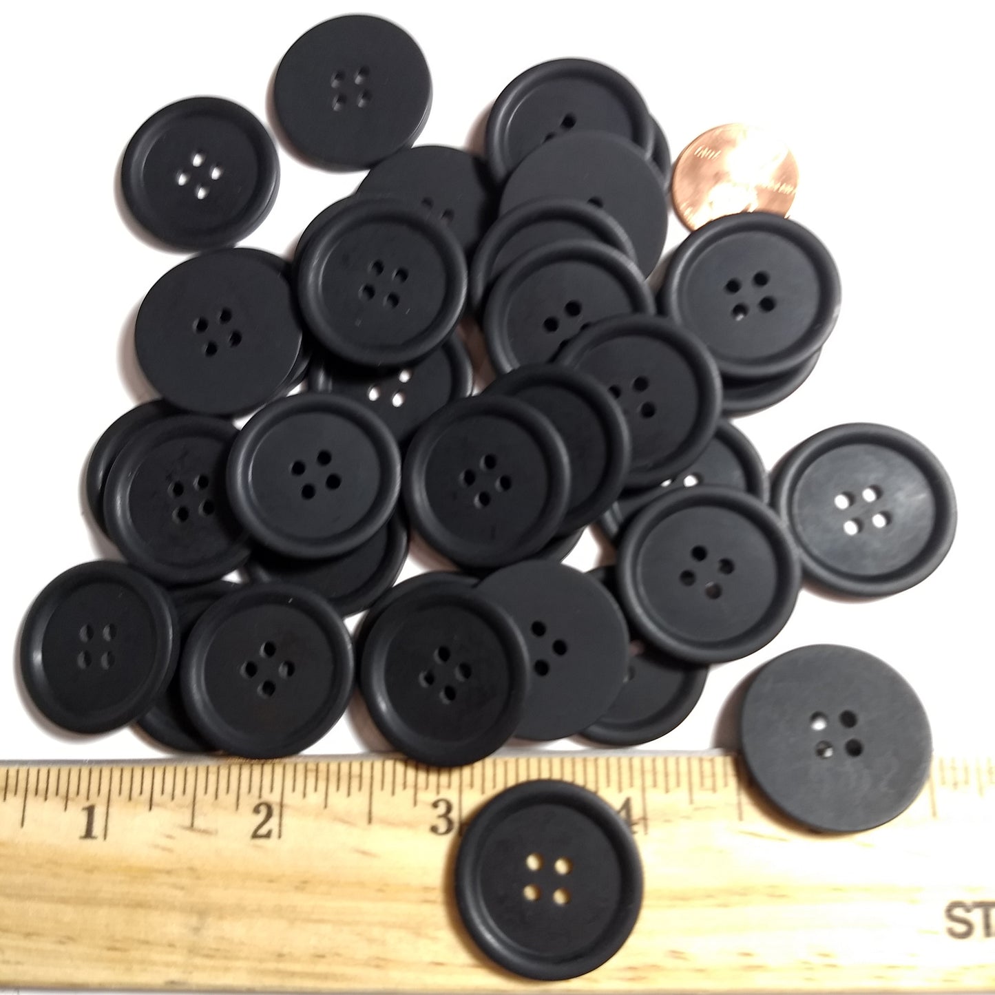 Button #P-Rim #4 Hole #Black #Basic #Polyester #10pc