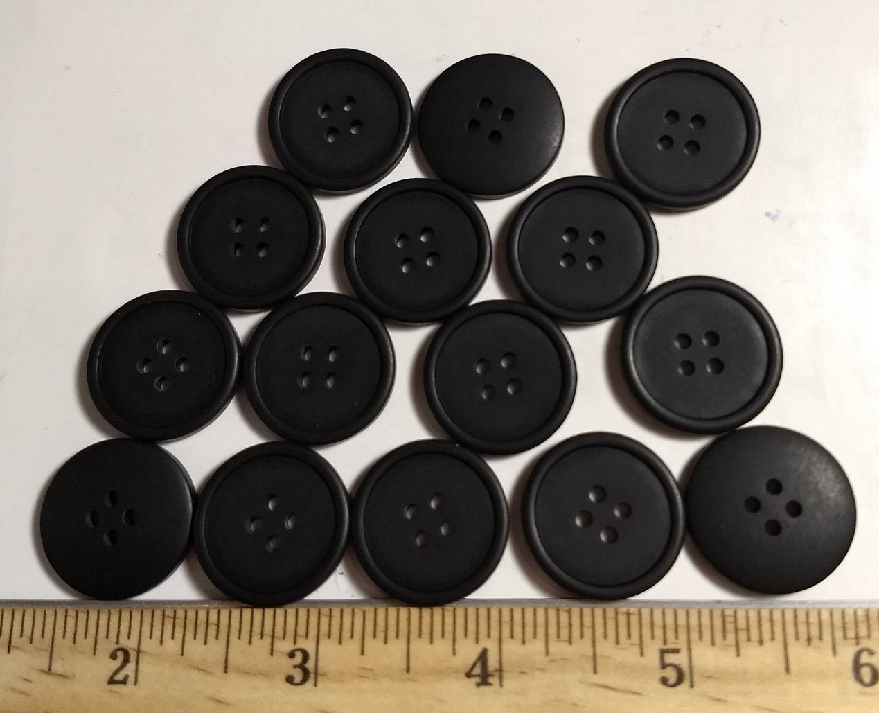 Button #P-Rim #4 Hole #Black #Basic #Polyester #10pc