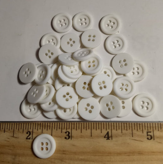 Button #P-Rim #4 Hole #White #Basic #Rim #Polyester #10pc