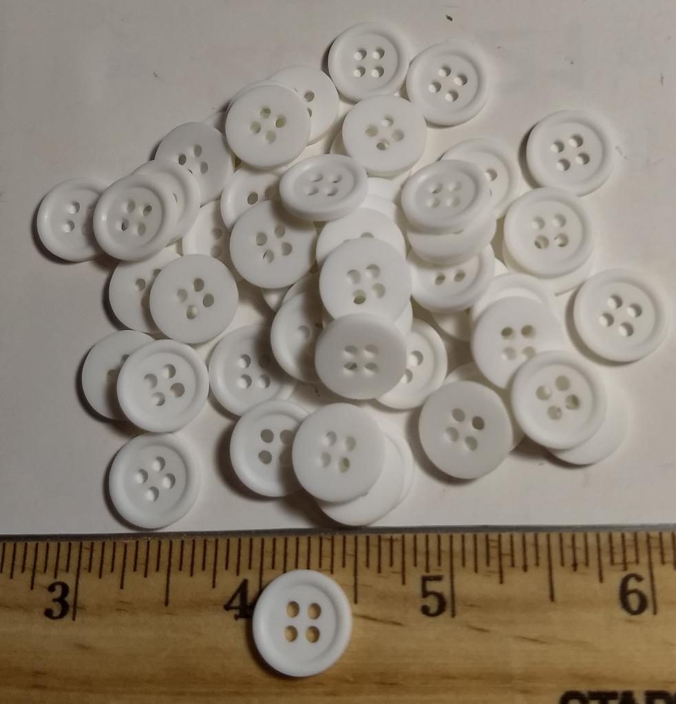 Button #P-Rim #4 Hole #White #Basic #Rim #Polyester #10pc