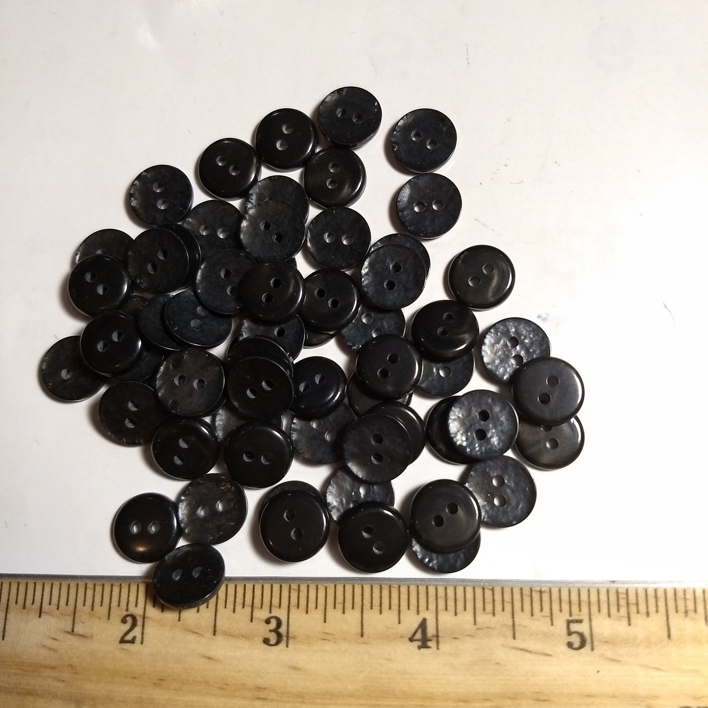 Button #Basic #P-Coral #2 Hole #Black #Polyester #10pc