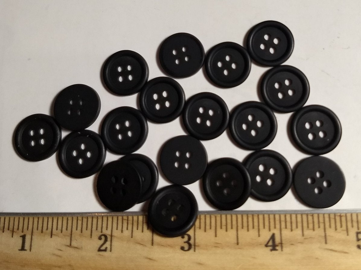 Button #P-Rim #4 Hole #Black #Basic #Polyester #10pc