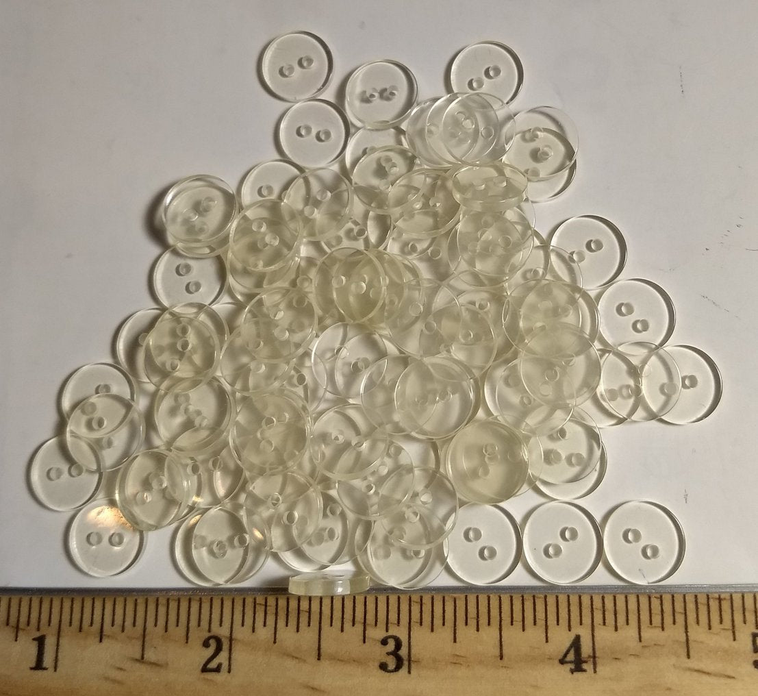 Button #Placket #2 Hole #Clear #Basic #Polyester #10pc