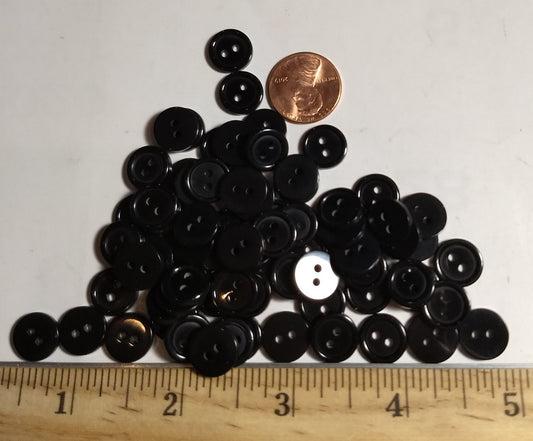 Button #P-Rim #2 Hole #Black #Basic #Rim #Polyester #10pc