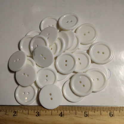 Button #Basic #P-Rim #2 Hole #White #Rim #Polyester #10pc