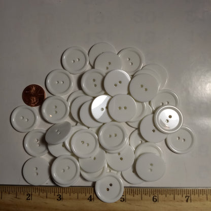 Button #Basic #P-Rim #2 Hole #White #Rim #Polyester #10pc