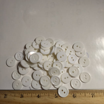 Button #Basic #P-Rim #2 Hole #White #Rim #Polyester #10pc