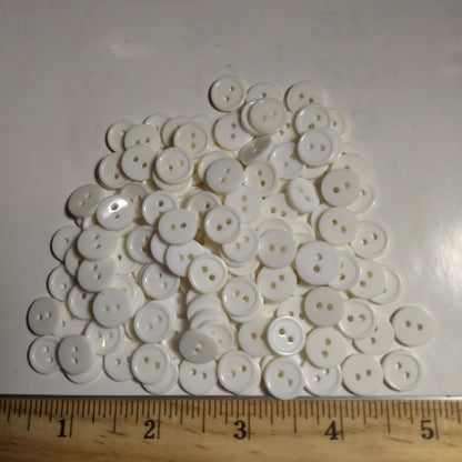 Button #Basic #P-Rim #2 Hole #White #Rim #Polyester #10pc