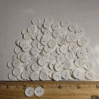 Button #Basic #P-Rim #2 Hole #White #Rim #Polyester #10pc