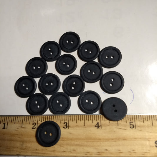 Button #P-Rim #2 Hole #Black #Basic #Polyester #10pc