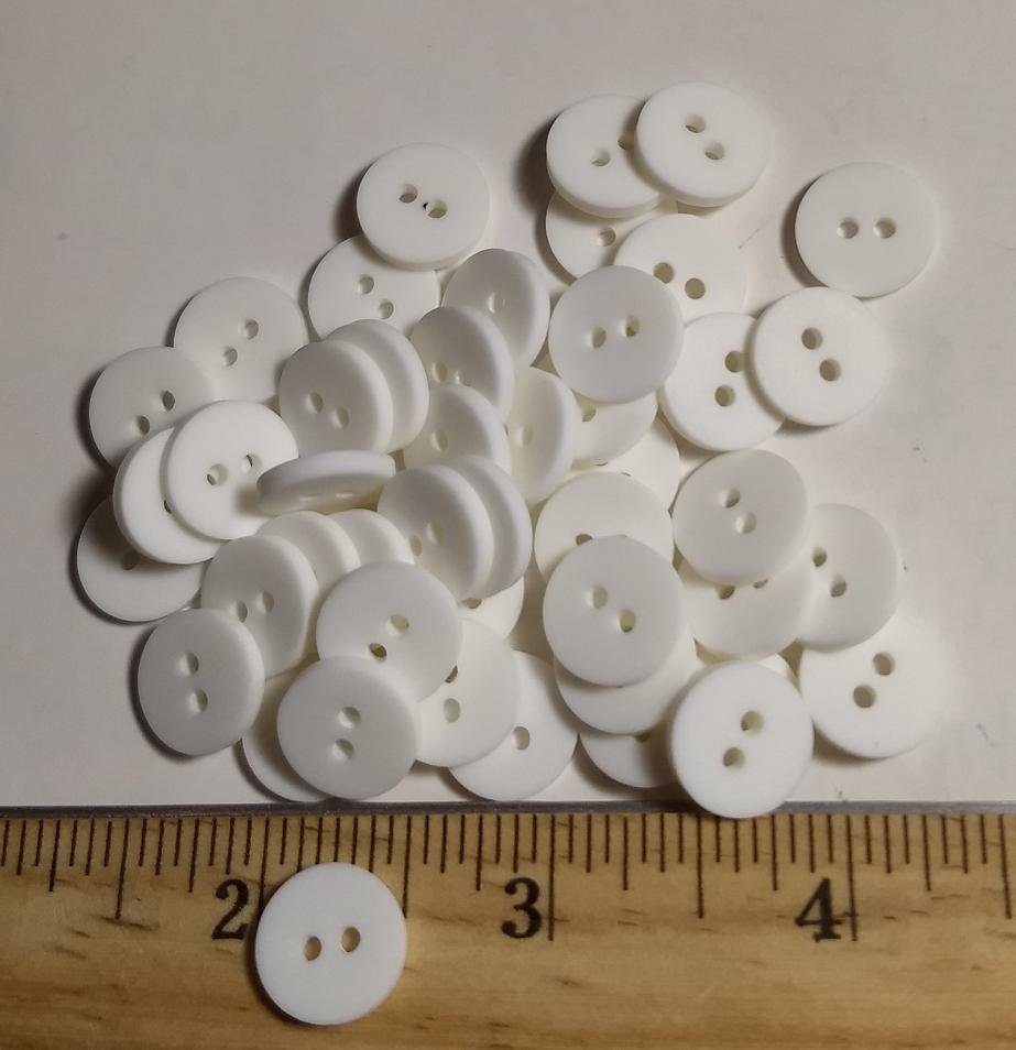 Button #P-Poker #2 Hole #White #Basic #Polyester #10pc