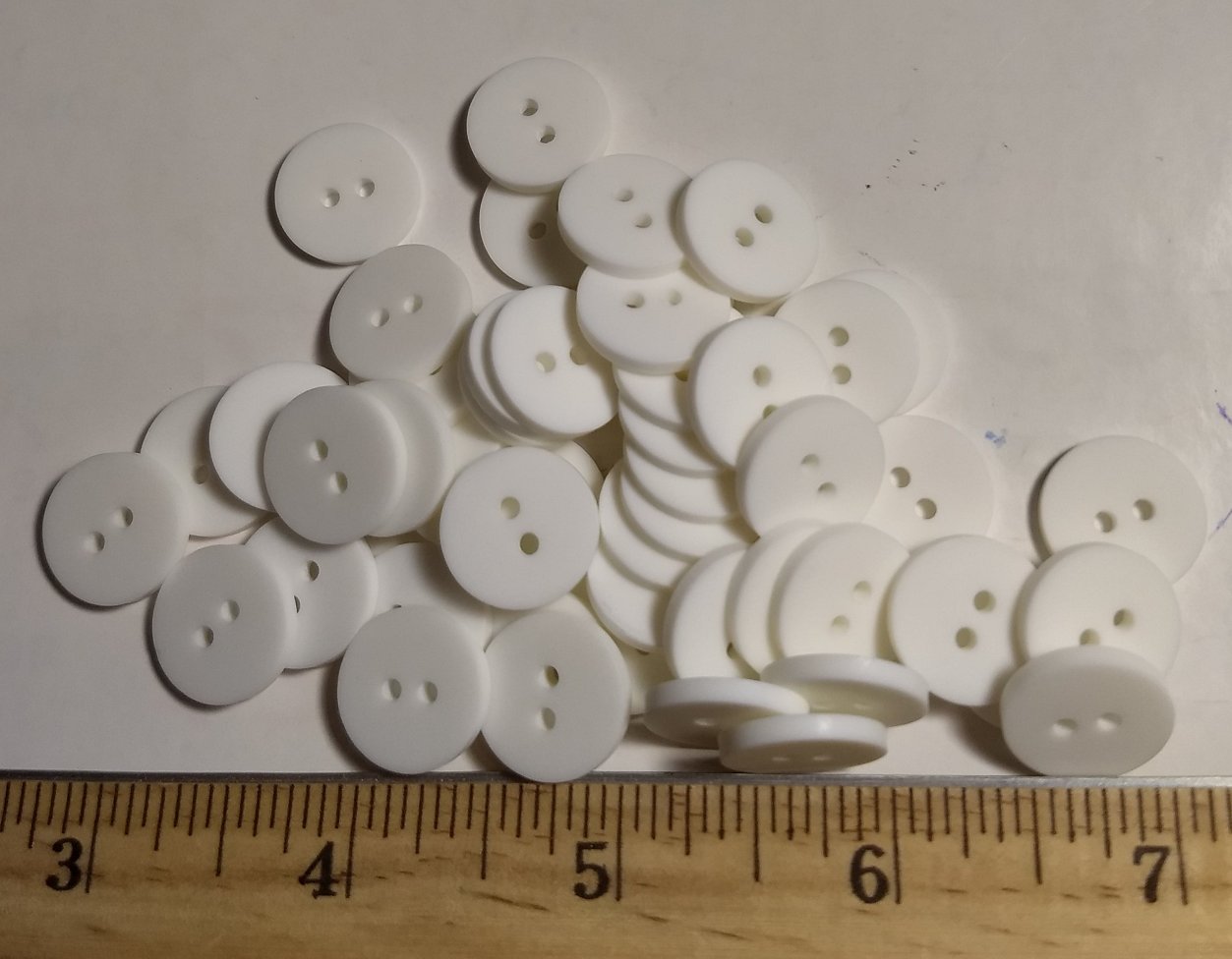 Button #P-Poker #2 Hole #White #Basic #Polyester #10pc