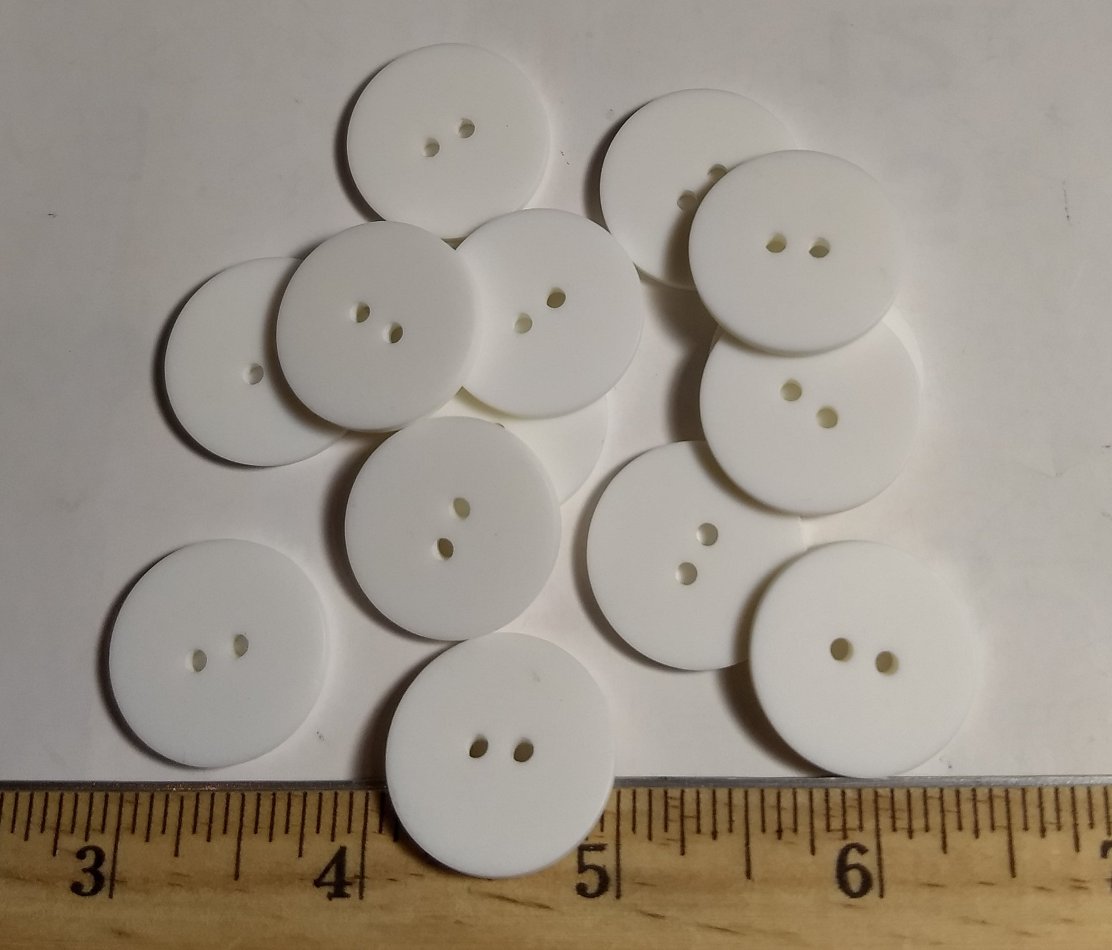 Button #P-Poker #2 Hole #White #Basic #Polyester #10pc