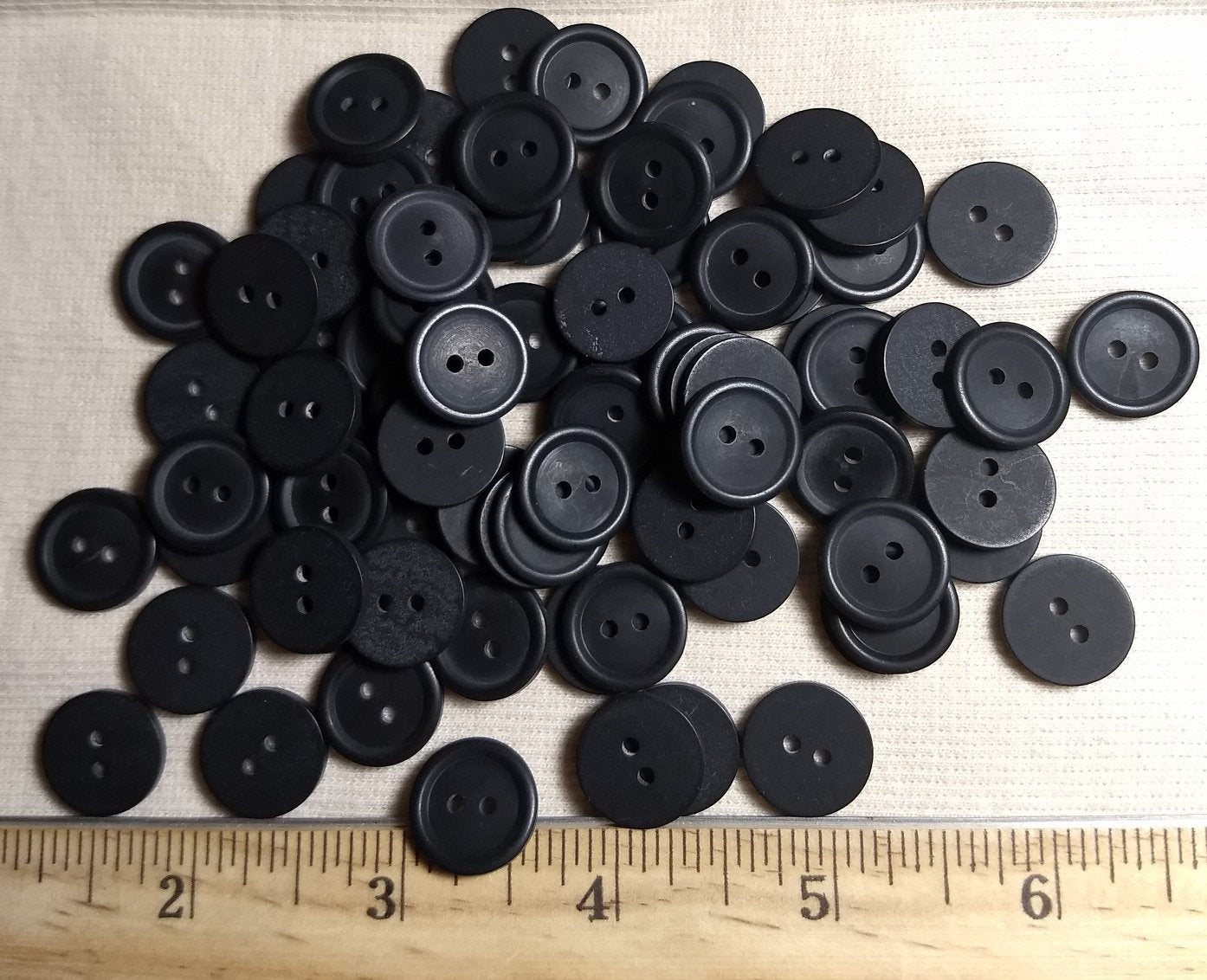 Button #P-Rim #2 Hole #Black #Basic #Polyester #10pc