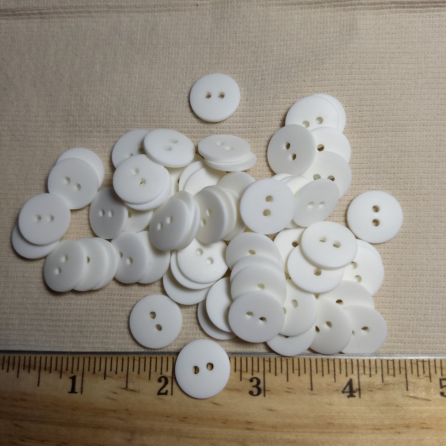 Button #P-Dome #2 Hole #White #Basic #Polyester #10pc