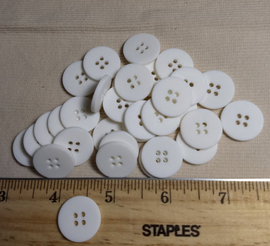 Button #Poker-Chip #4 Hole #White #Basic #Polyester #10pc