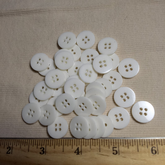 Button #Poker-Chip #4 Hole #White #Basic #Polyester #10pc