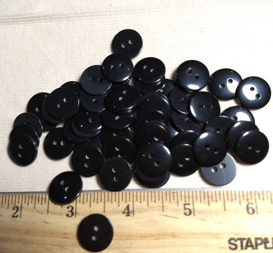 Button #P-Dome #2 Hole #Black #Basic #Polyester #10pc