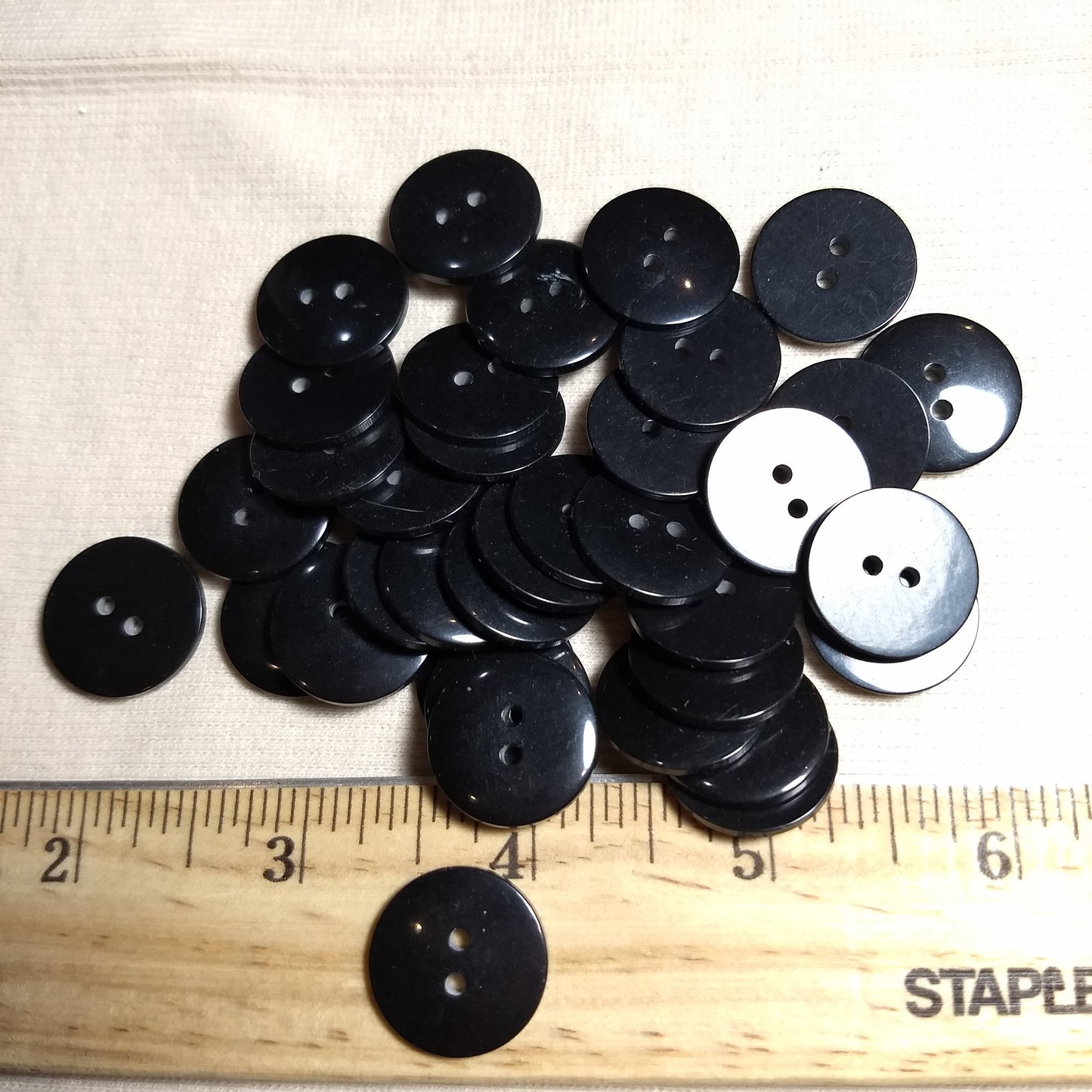 Button #P-Dome #2 Hole #Black #Basic #Polyester #10pc