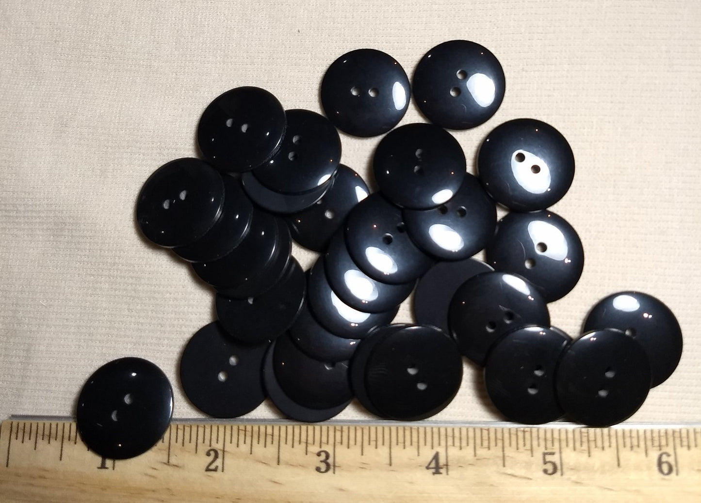 Button #P-Dome #2 Hole #Black #Basic #Polyester #10pc