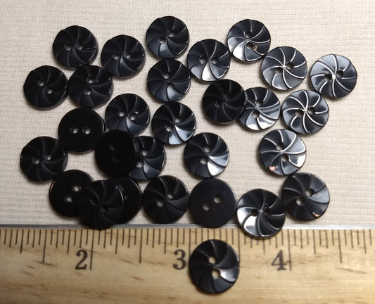 Button #Floral #2 Hole #Black #Flower #10pc