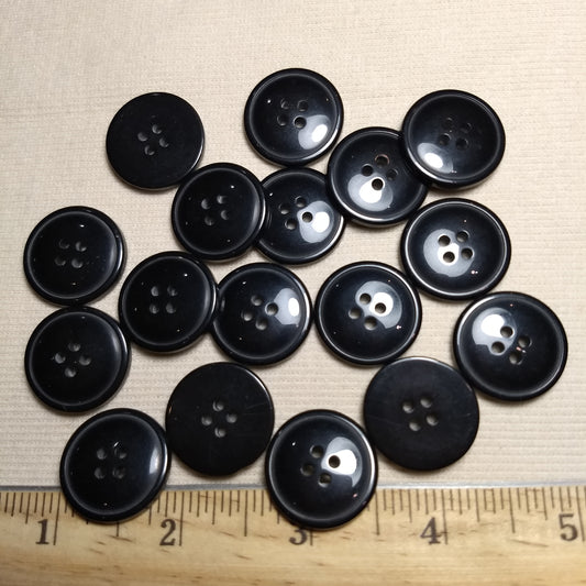 Button #P-Joy #4 Hole #Black #Rim #Basic #Polyester #10pc