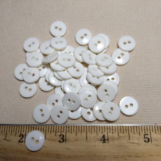 Button #P-Joy #2 Hole #White #Rim #Basic #Polyester #10pc