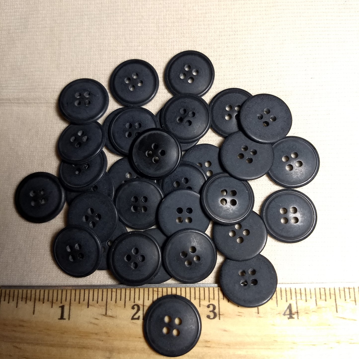 Button #P-Joy #4 Hole #Black  #Rim #Basic #Polyester #10pc