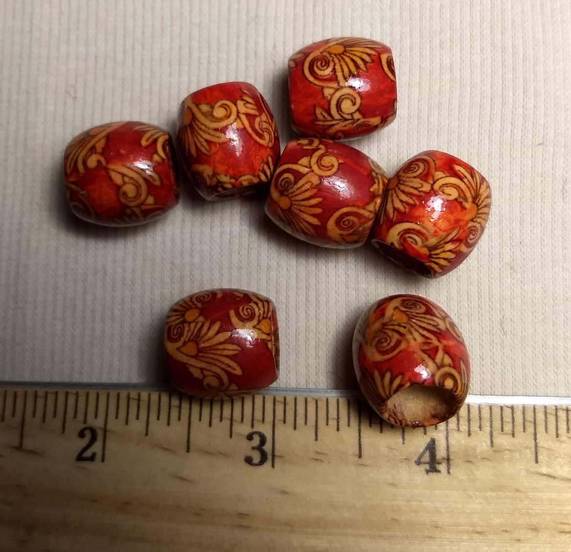 Bead #Brown-Tan #Wood #Fashion-Printed #10pc